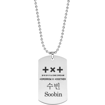 

Lettering Summer Necklace Tag Chain Korean Mens Idol Team TXT Combination Stainless Steel TOMORROW X TOGETHER