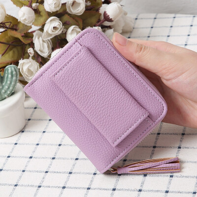 

Tailored Women s Fashion Trend Solid Color Long Fringed Leather Card Wallet