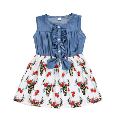 

Girl Baptism New 2019 Sleeveless Kid Dresses Girls Party Princess Vestidos Nina Cowboy Dress Kids Summer LOL Toddler Girls Dress
