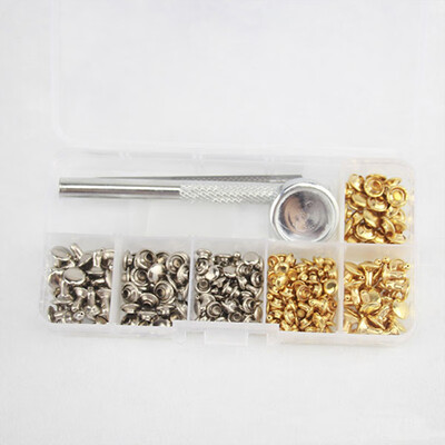 

120 Set Leather Craft Repair Double Cap Rivets Tubular Metal Stud & Fixing Tools