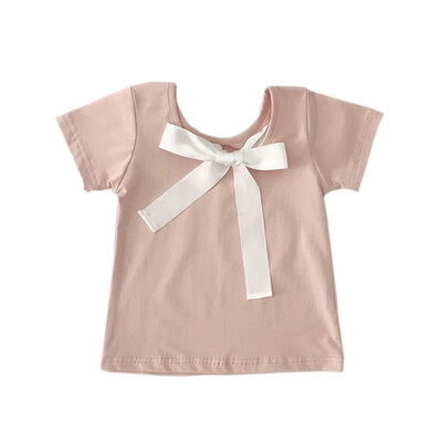 

Baby Girls Summer New Casual Solid Color Wear Bottoming Short Sleeved Cotton T-Shirt 1-7 Years