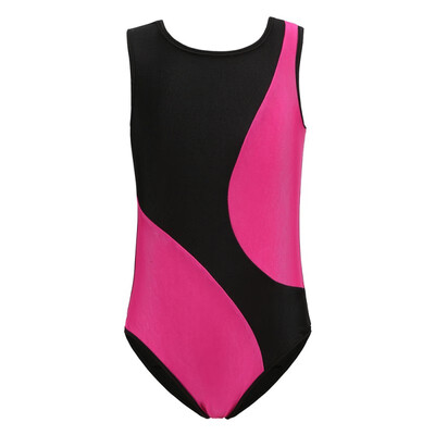 

Children Kids Girls Gymnastics Suit Breathable sleeveless Soft Fashion Concise Color Matching Gymnastics Cloth body suit