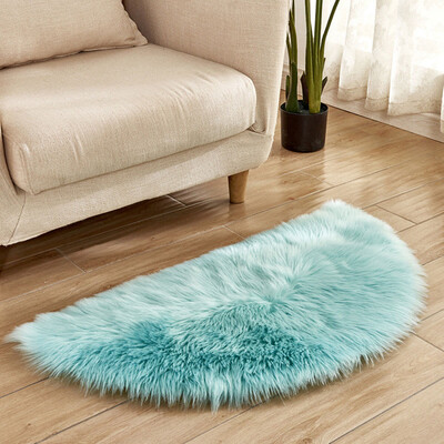 

Gobestart Wool Imitation Sheepskin Rugs Faux Fur Non Slip Bedroom Shaggy Carpet Mats