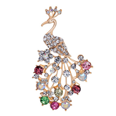 

Elegant Multicolor Rhinestone Peacock Turtle Crab Frog Zebra Brooches for Women Wedding&Party Jewelry Accessories