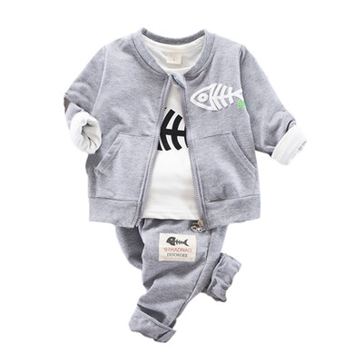 

3pcsset Autumn Kids Clothes for Boys Baby Boy Cotton Long Sleeve Stripe T-shirt TopsHooded Vest SweatshirtTrousers Outfits