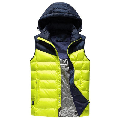 

Fashion Men Winter Electric Heating Vest USB Charging Splicing Hooded Zipper Pocket Thermal Warm Casual Waistcoat Outerwear