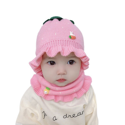 

6M-3Y Baby Beanies Cap Set 2pcs Baby Kids Solid Color Cartoon Rabbit Hat Scarf Winter Warm Set For Boys Girls Toddler