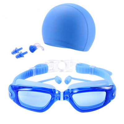 

2018 New Unisex Anti Fog UV Protection Surfing Swimming Goggles Professional Swim Glasses with Swim Caps Earplugs Nose Clip Set