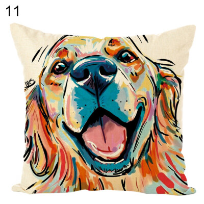 

45x45cm Colored Painting Dog Throw Pillow Case Cushion Cover Sofa Bed Decor