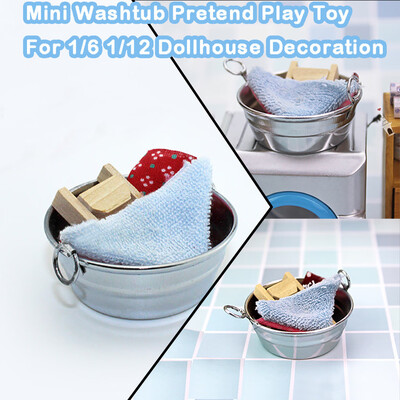 

YIWULADollhouse Mini Washtub Pretend Play Toy For 16 112 Dollhouse Decoration
