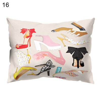 

Flower Letter Print Pillow Case Sofa Waist Throw Cushion Cover Office Home Decor
