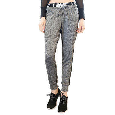 

Autumn Summer Letter print women leggings side tube Patchwork Grey Black Leggings High Waist Elastic Sexy Hip Push Up Legins