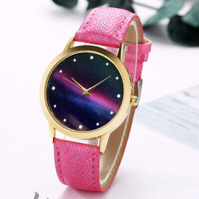 

〖Follure〗Women Fashion Starry Sky Leather Band Analog Quartz Round Wrist Watch Watches BK