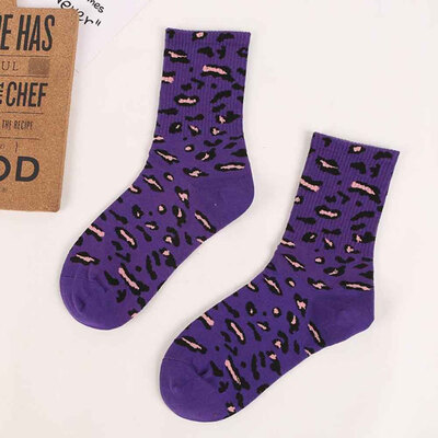 

Womens Casual Ankle High Socks Breathable Cotton Comfortable Leopard Print Long Socks