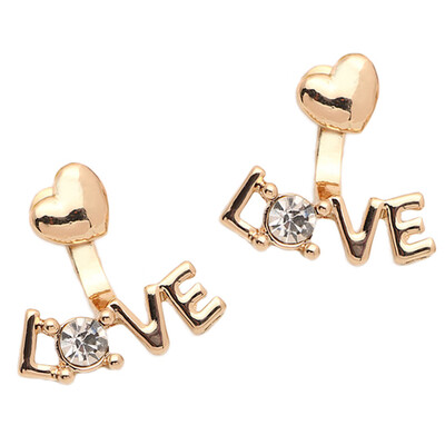 

Smooth Peach Heart LOVE Diamond Stud Earrings