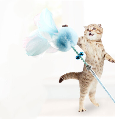 

Gobestart Kitten Cat Toy Interactive Toy Soft Feather And Bell Beading Cat Toy