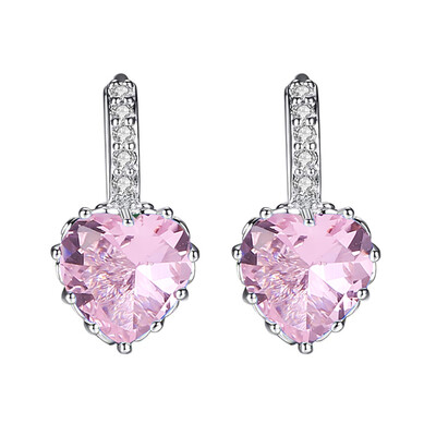 

1 Pairs Fashion Women Multi color Crystal Heart Earrings Weeding Bride Jewelry