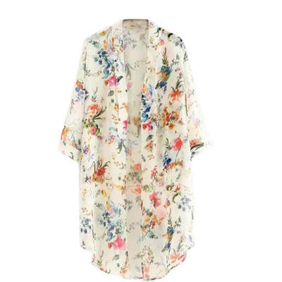 

Women Summer Sunproof Cardigan Fashion Women Chiffon Bikini cover Up Kimono Cardigan Apparel Black White
