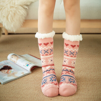 

Gobestart Christmas Women Cotton Socks Print Thicker Anti-slip Floor Socks Carpet Socks