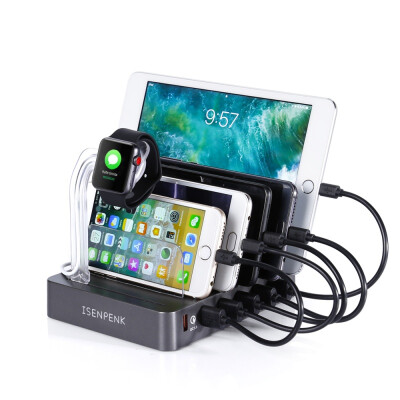 

6-Port Usb Charger Station With Six Usb Cables Charger For Smart Phone Ipad Tablet For samsung xiaomi huawei