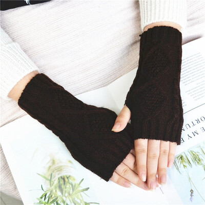 

Fashion Women Arm Winter Warmer Fingerless Knitted Long Gloves Cute Mittens