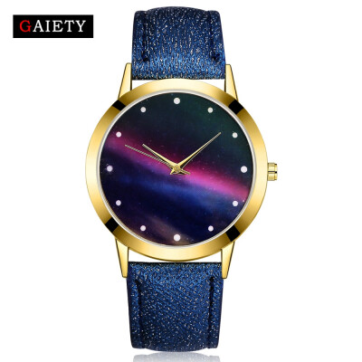 

〖Follure〗Women Fashion Starry Sky Leather Band Analog Quartz Round Wrist Watch Watches BK