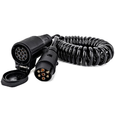 

12V 7 To 13 Pin Trailer with Spring Cable Adapter Wiring Connector Trailer Power Socket