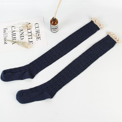 

Fashion Women Sexy Warm Cotton Thigh High Stockings Knit Over Knee Lace Girls Long Socks