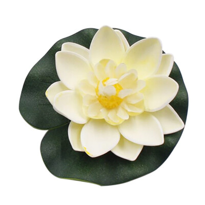 

5PCS Artificial Lotus Water Lily Floating Flowers with Leaves for Home Garden Pond Aquarium Wedding Holiday Party Garden Decor