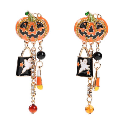 

guangxichuangshengxinfu 1 Pair Halloween Party Pumpkin Ghost Pair Ear Stud Dangle Hoop Drop Earrings Jewelry