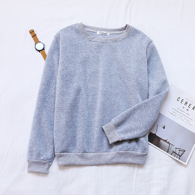 

Korean Style Simple Casual Solid Color Women T-shirt Fashion Trend Round Neck Long-sleeved Thick Top Hot Sale