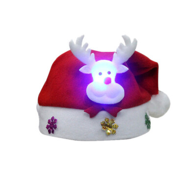 

Gobestart 2PC Kids LED Christmas Hat Santa Claus Reindeer Snowman Xmas Gifts Cap