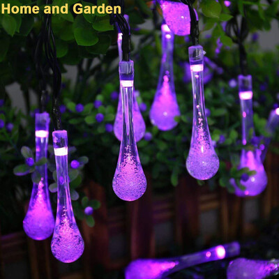 

Gobestart Outdoor Garden Party 30 LED Raindrop Teardrop Solar Powered String Fairy Lights