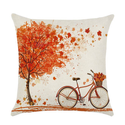 

Creative Christmas Festival Digital Print Maple Leaf Pattern Linen Breathable Pillowcase Cushion Cover