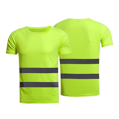 

Summer Fluorescent yellow orange high visibility safety work running shirt summer breathable work t shirt reflective t-shirt