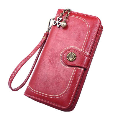 

Women Solid Color Faux Leather Wristlet Wallet Clutch Long Purse Phone Holder