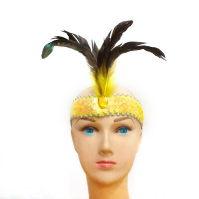 

Cheap High Quality 3 Feather Headband Flapper Sequin Fancy Dress Costume Hair Band Headpiece