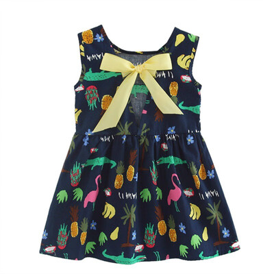 

Summer Girl Dress Kids Sleeveless Printing Pattern Cotton Vestidos Children Clothes
