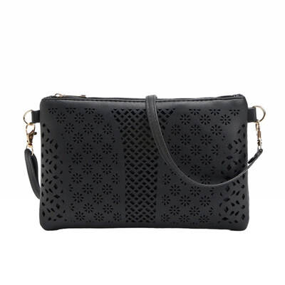 

Vintage Women Hollowed Crossbody Shoulder Bag Zip Faux Leather Envelope Pouch