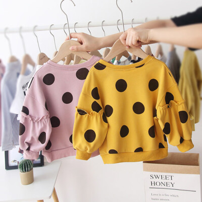 

Lovely Baby Girls Sweatshirts Spring Autumn Children hoodies long sleeves sweater for kids T-shirt Polka Dot clothes Hoodie