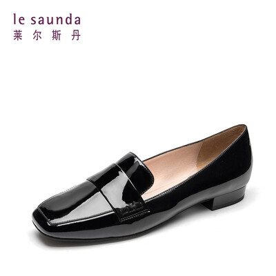 

Lyles Dan fashion elegant commuter square head lacquered foot thick low with female grandmother single shoes LS AM15601 black 39