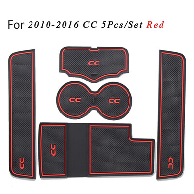 

5PCSSet Replacement for CC 2010-2016 Car Gate Slot Mat Rubber Anti-slip Door Pad Auto Cup Holder Mat Car Accessories