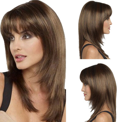 

Tailored Gradient Brown Synthetic Hair Wig Short Mix Colors Full Wigs Party Hair Wigs