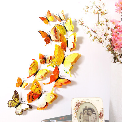 

3D PVC Butterfly Bright Set 12pcsPack Fridge Magnet Stickers Simulation Butterfly Double Butterfly Magnet Stickers