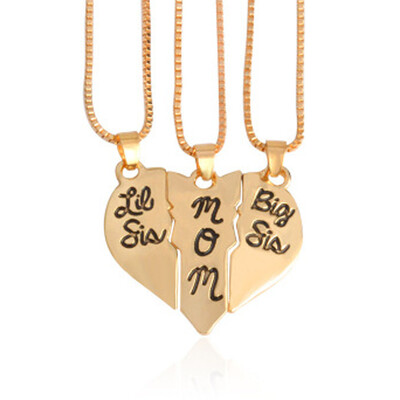 

3pcs set Lettering Necklace&quot MOM Love Heart Pendant Mother Daughters Children Birthday Family Special Gift