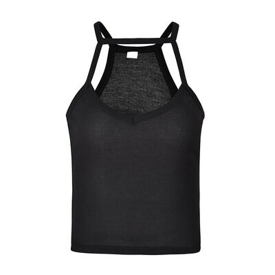 

Women Halter V Neck Sleeveless Vest Solid Summer Crop Top Knitting Tees
