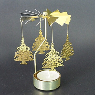

Toponeto Hot Spinning Rotary Metal Carousel Tea Light Candle Holder Stand Light Xmas Gift