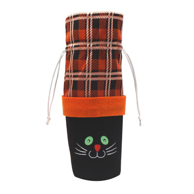 

Halloween Wine Bottle Cover Cute Witch Pumpkin Black Cat Wine Bottle Cloths Festival Home Dinning Table Wine Bottle Decor