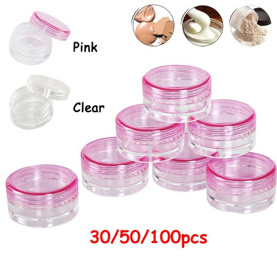 

3050100Pcs 3ml Transparent Pink Plastic Sample Container Cream Packing Box Portable Cosmetics Storage Jar Pot for Travel