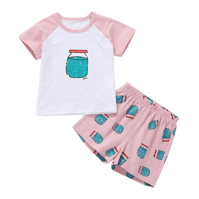 

2019 Childrens Summer Clothes Cotton Short Sleeve Boys Clothes Tops Shorts 2PCS Baby Body Suit Cartoon kids Girls Clothes Set